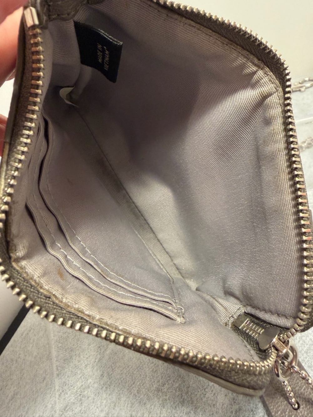 Coach Gray Pebbled Leather Zip Wristlet - Picture 7 of 8